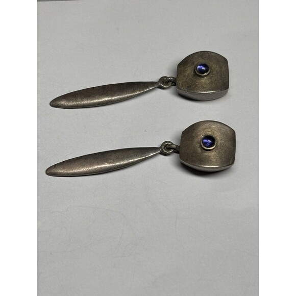 Designer Meryl Waitz Sterling Silver 925 Dangle Earrings Modernist Fine Jewelry - Picture 4 of 8